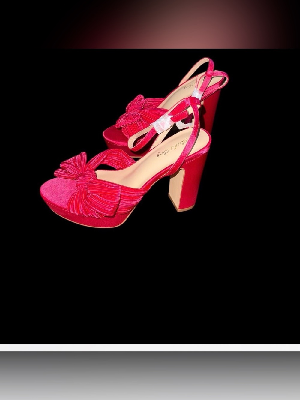 Elizabet Lang Fancy Fuchsia Bow-Front Platform Slingback Heels